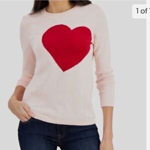 Tommy Hilfiger Ballerina Pink Crew Neck 100 Cotton Graphic Sweater Big Red Heart